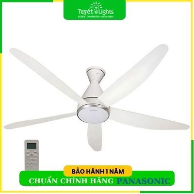 Quạt Trần 5 Cánh Panasonic F-60GFN Có Điều Khiển - Màu Trắng, Đèn LED Trang Trí